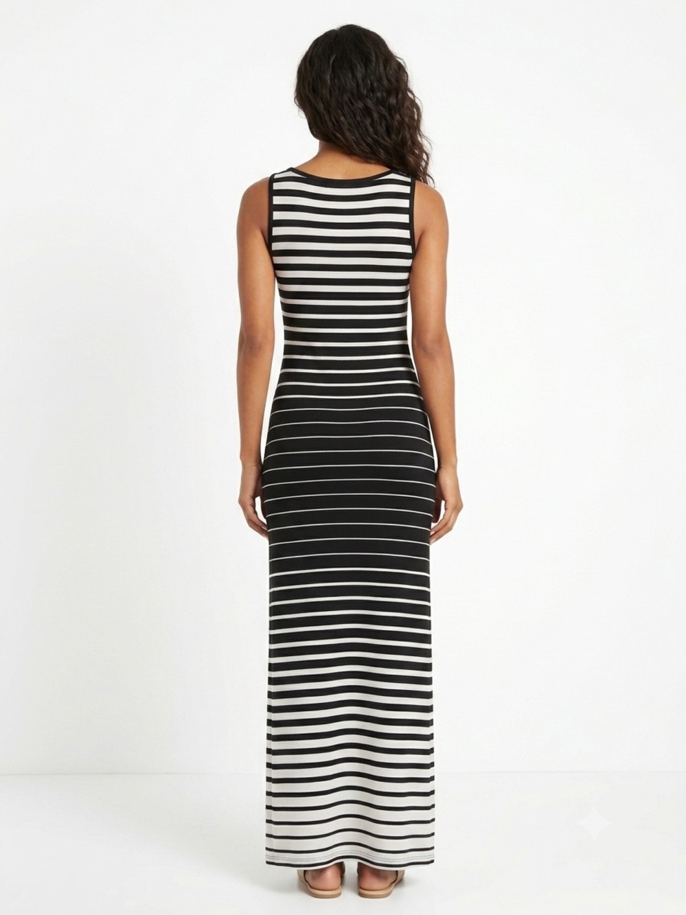 Roz & Ali, Black and White Striped Tank Maxi Dress - M - Picture 2 of 9